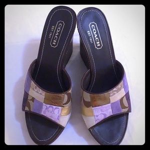 Coach 8m Chelsea Hldy Patchwk multi-color wedges